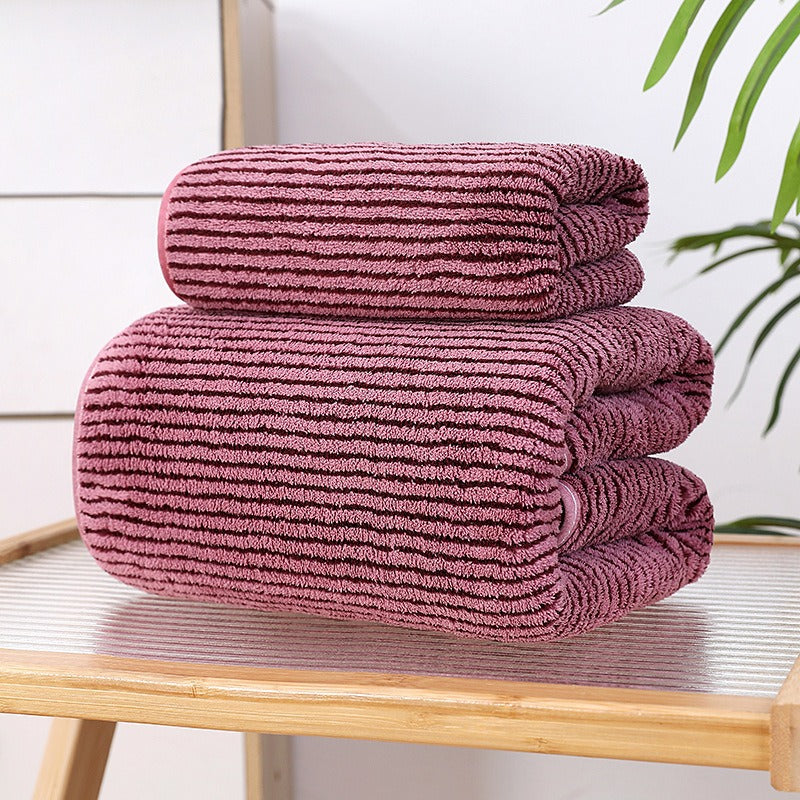 Solid Color Coral Fleece Towel Set - Quick Dry Bath and Beach Towel