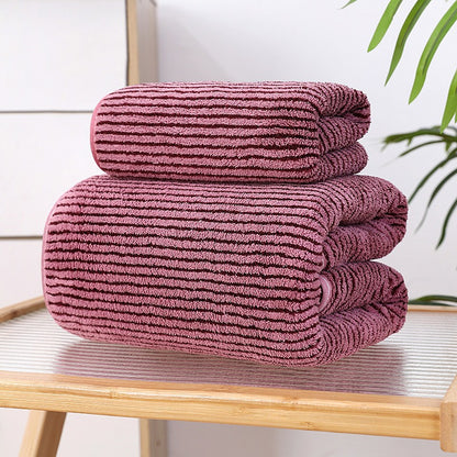 Solid Color Coral Fleece Towel Set - Quick Dry Bath and Beach Towel