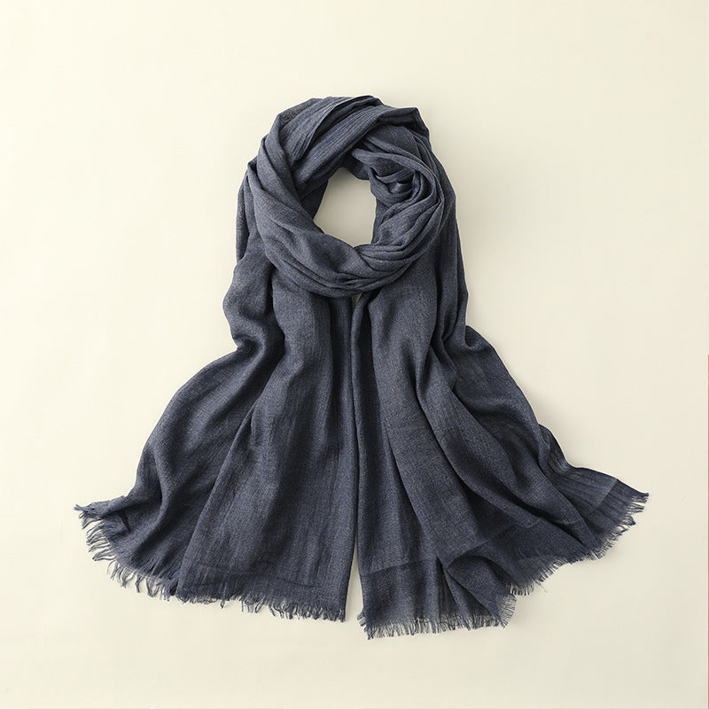 Solid Color Cotton Linen Scarf for Women