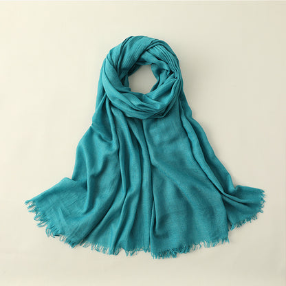 Solid Color Cotton Linen Scarf for Women