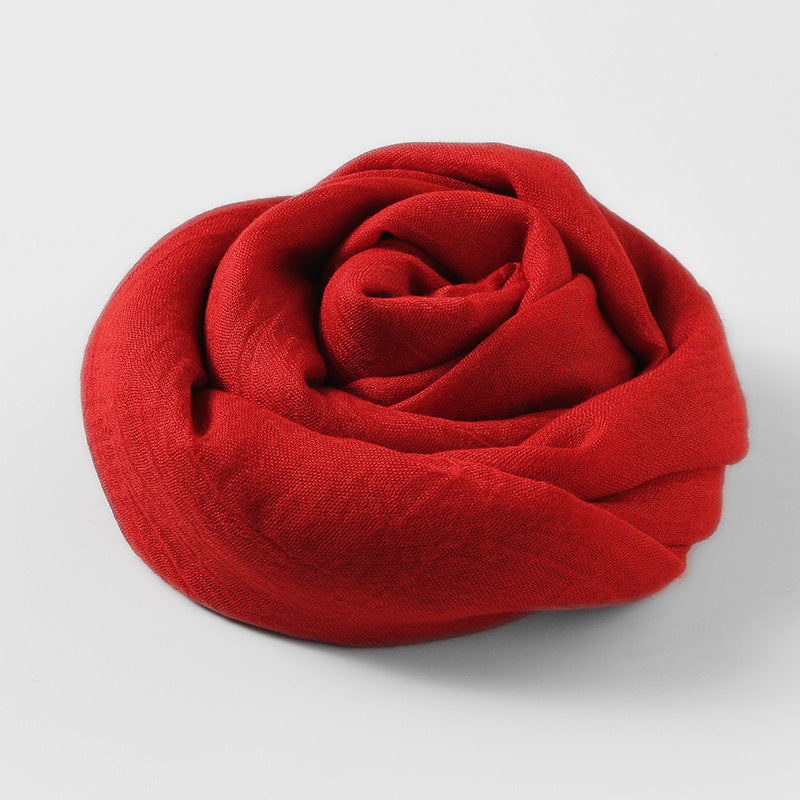 Solid Color Cotton Linen Scarf for Women