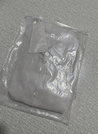 Solid-color cotton-linen shirt