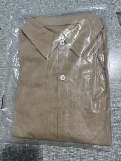 Solid-color cotton-linen shirt