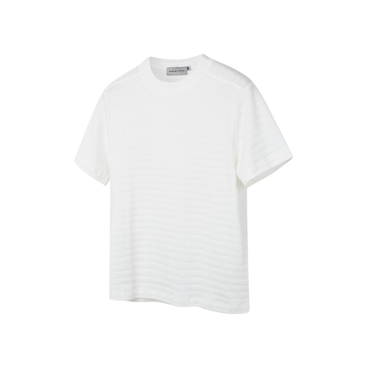 Solid-color crew-neck knitted short-sleeve T-shirt