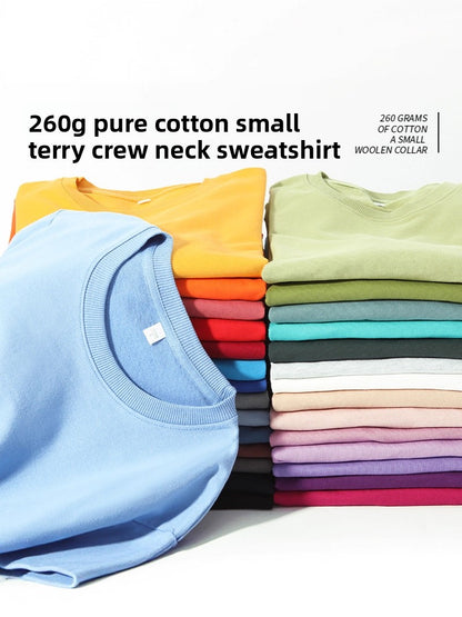 Solid color crew neck terry sweatshirt