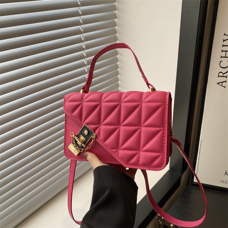 Solid-color diamond-shaped handbag for women