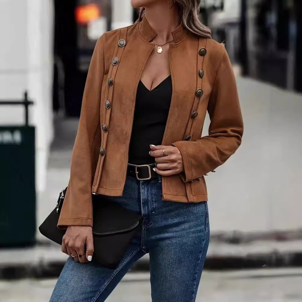 Solid Color Double-breasted Decorative Jacket