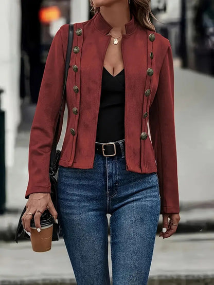 Solid Color Double-breasted Decorative Jacket