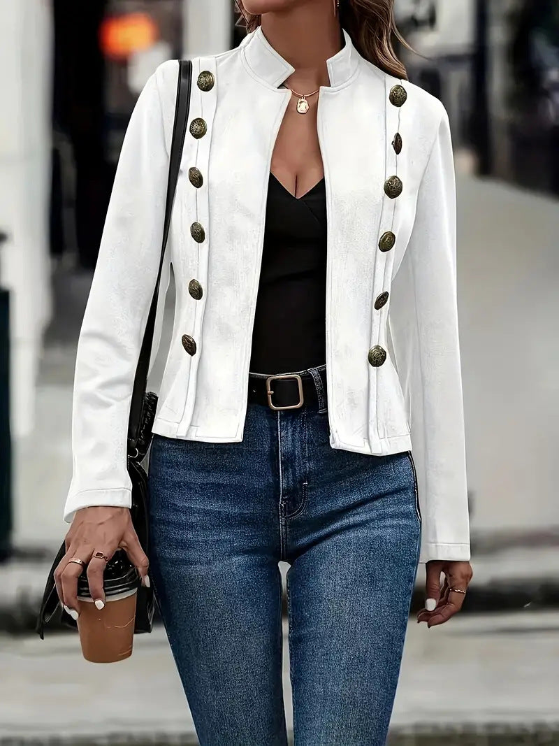 Solid Color Double-breasted Decorative Jacket