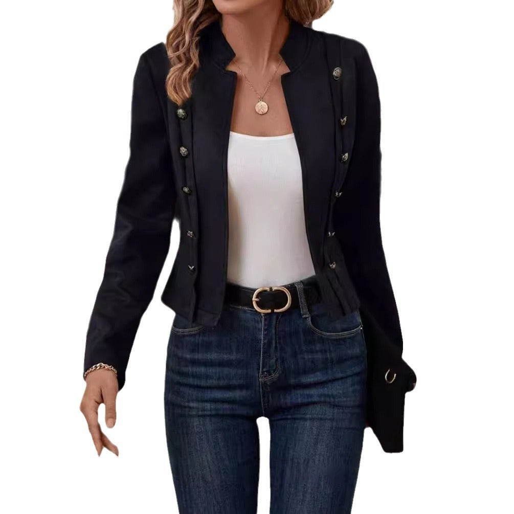 Solid Color Double-breasted Decorative Jacket