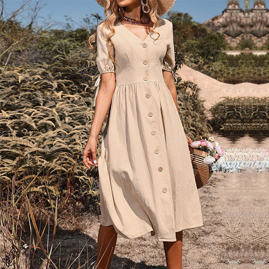 Solid-color dress