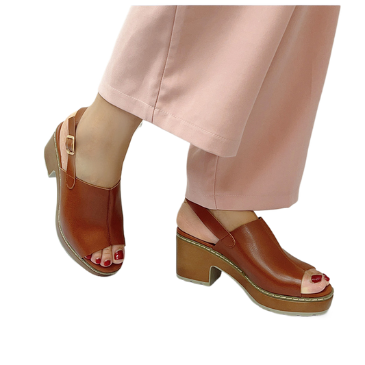 Solid-color fish-mouth high-heeled sandals
