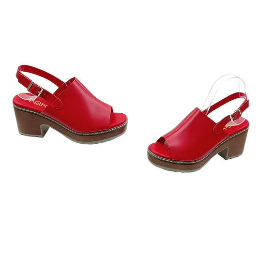 Solid-color fish-mouth high-heeled sandals