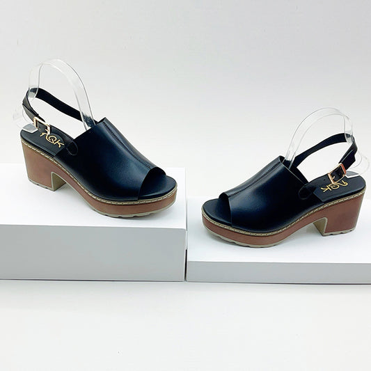 Solid-color fish-mouth high-heeled sandals