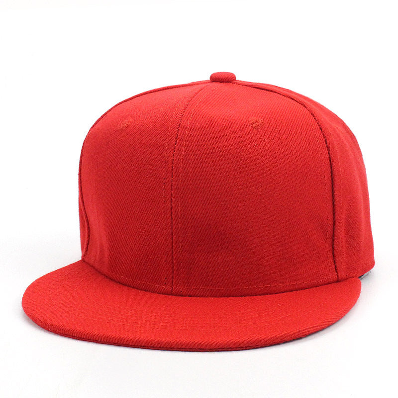 Solid color flat brim street dance cap hip-hop baseball cap