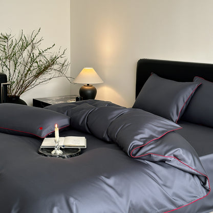 Solid-color high-end lyocell cool-feeling nude sleep sheet set