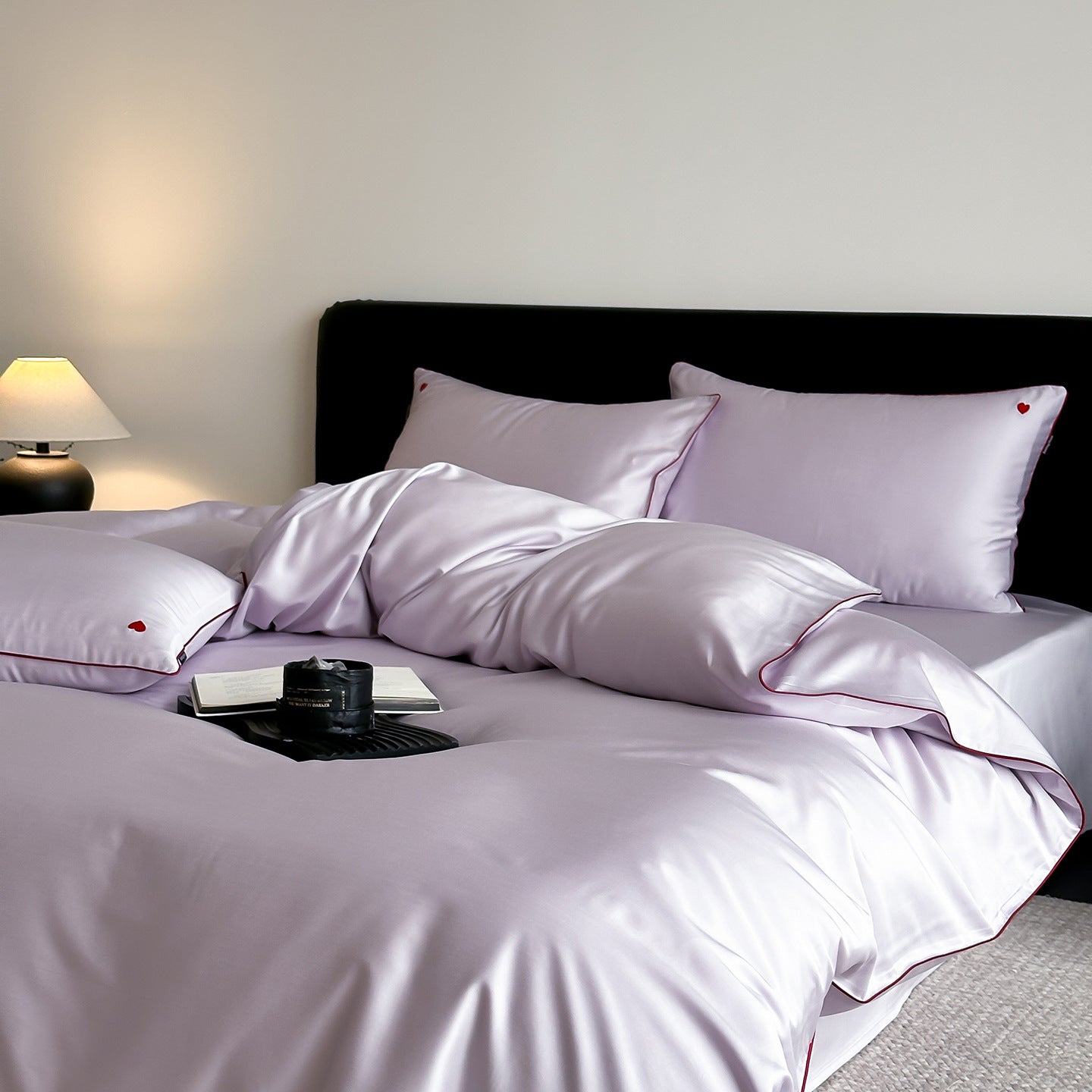 Solid-color high-end lyocell cool-feeling nude sleep sheet set