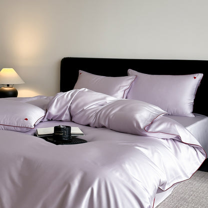 Solid-color high-end lyocell cool-feeling nude sleep sheet set