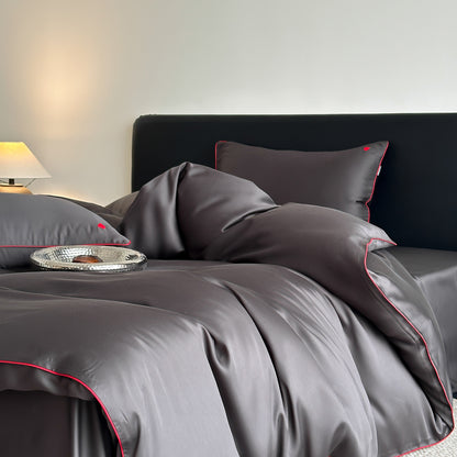 Solid-color high-end lyocell cool-feeling nude sleep sheet set