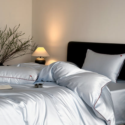 Solid-color high-end lyocell cool-feeling nude sleep sheet set