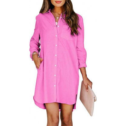 Solid-color high-low shirt