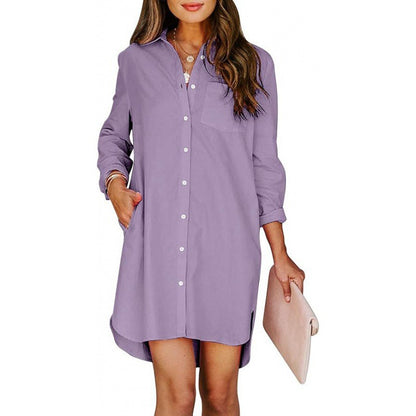 Solid-color high-low shirt