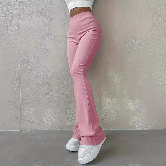 solid color high waist fashion trousers