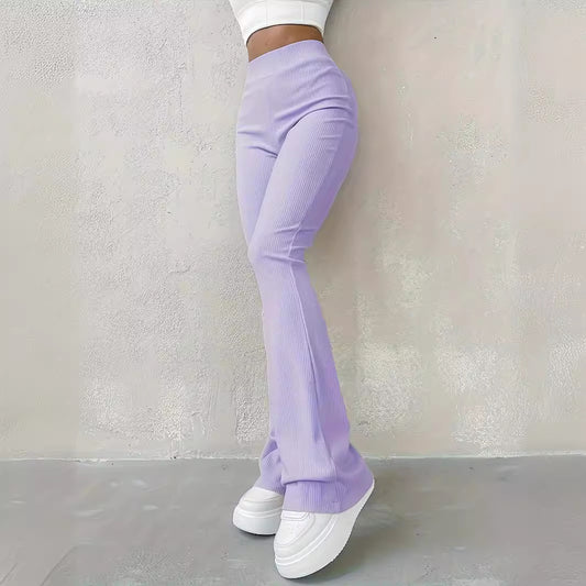 solid color high waist fashion trousers