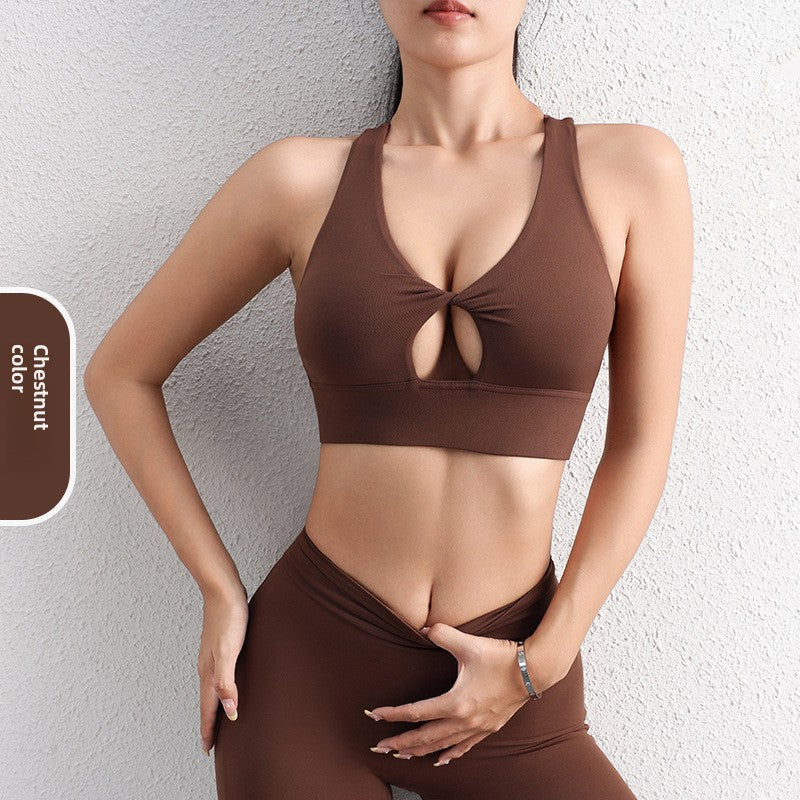 Solid Color Hollow Yoga Sports Bra for Women