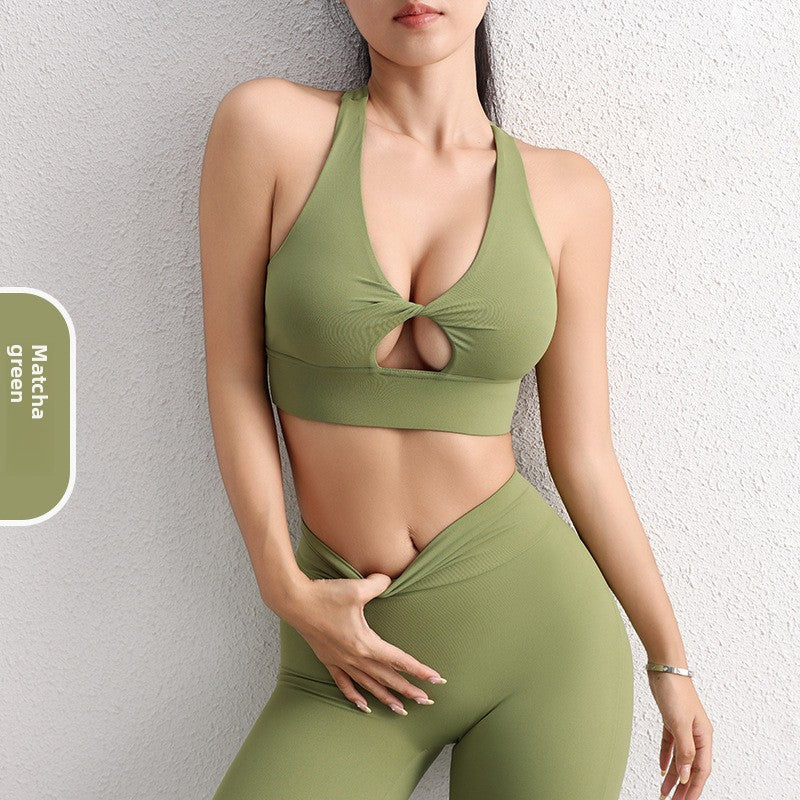 Solid Color Hollow Yoga Sports Bra for Women