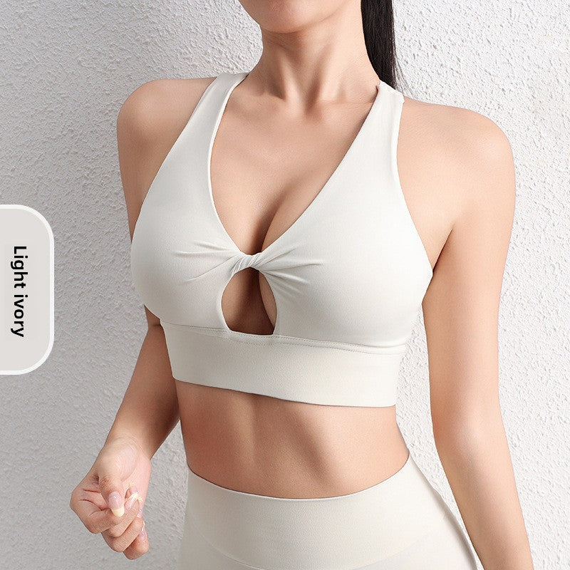 Solid Color Hollow Yoga Sports Bra for Women