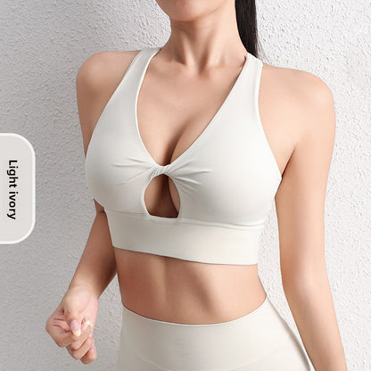 Solid Color Hollow Yoga Sports Bra for Women