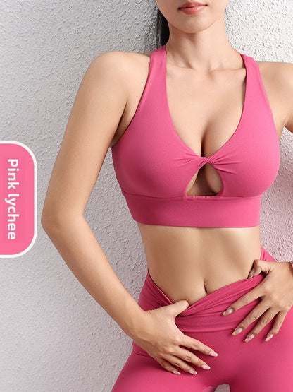 Solid Color Hollow Yoga Sports Bra for Women