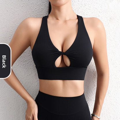 Solid Color Hollow Yoga Sports Bra for Women
