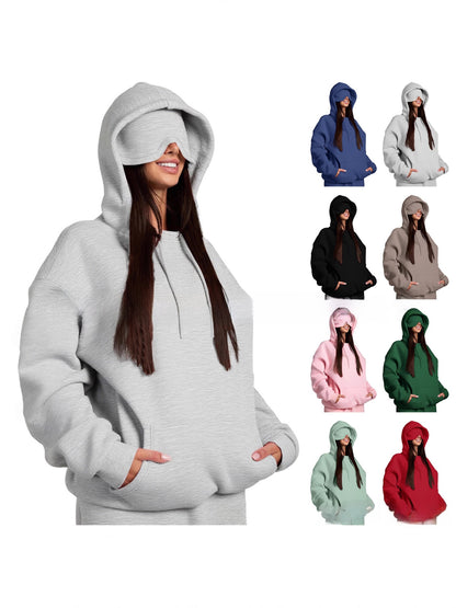 Solid-color hooded single-layer hoodie