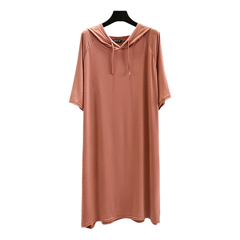 Solid-color hooded straight skirt