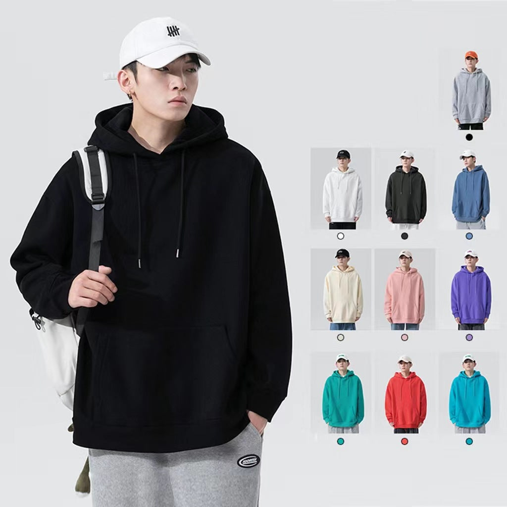 Solid-color hooded sweatshirt