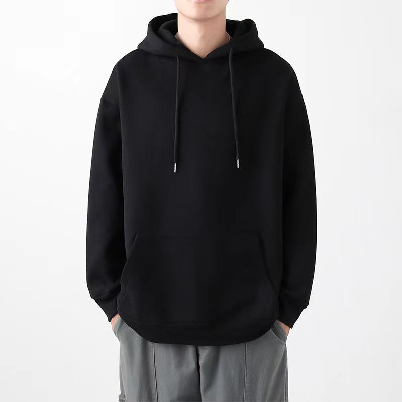 Solid-color hooded sweatshirt