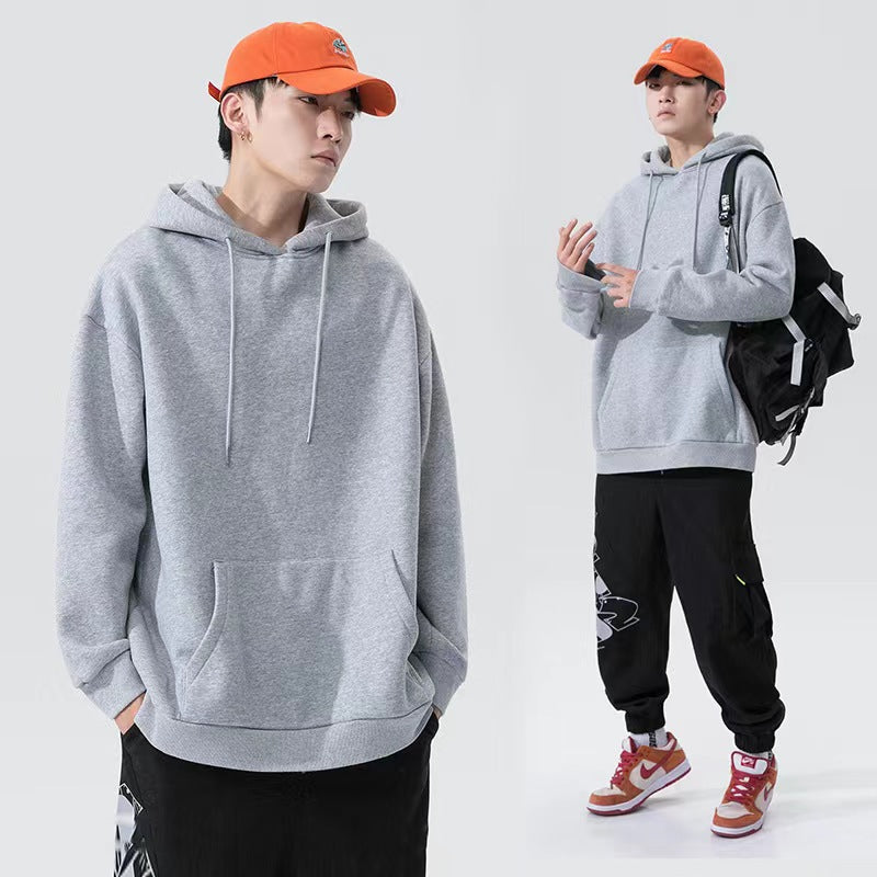 Solid-color hooded sweatshirt