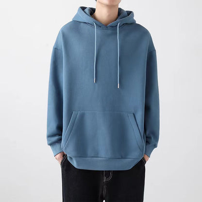 Solid-color hooded sweatshirt