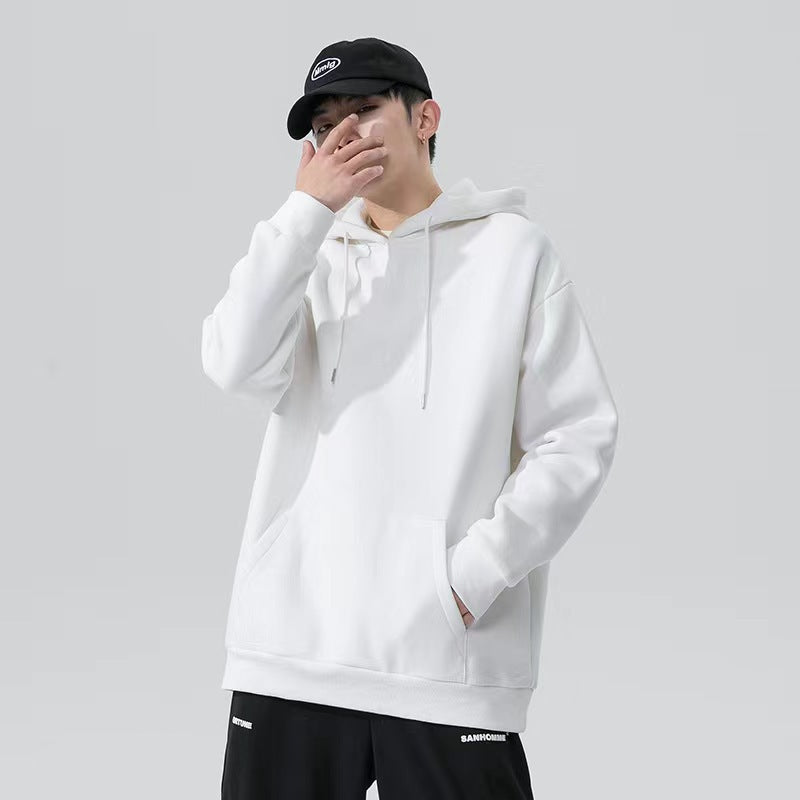 Solid-color hooded sweatshirt