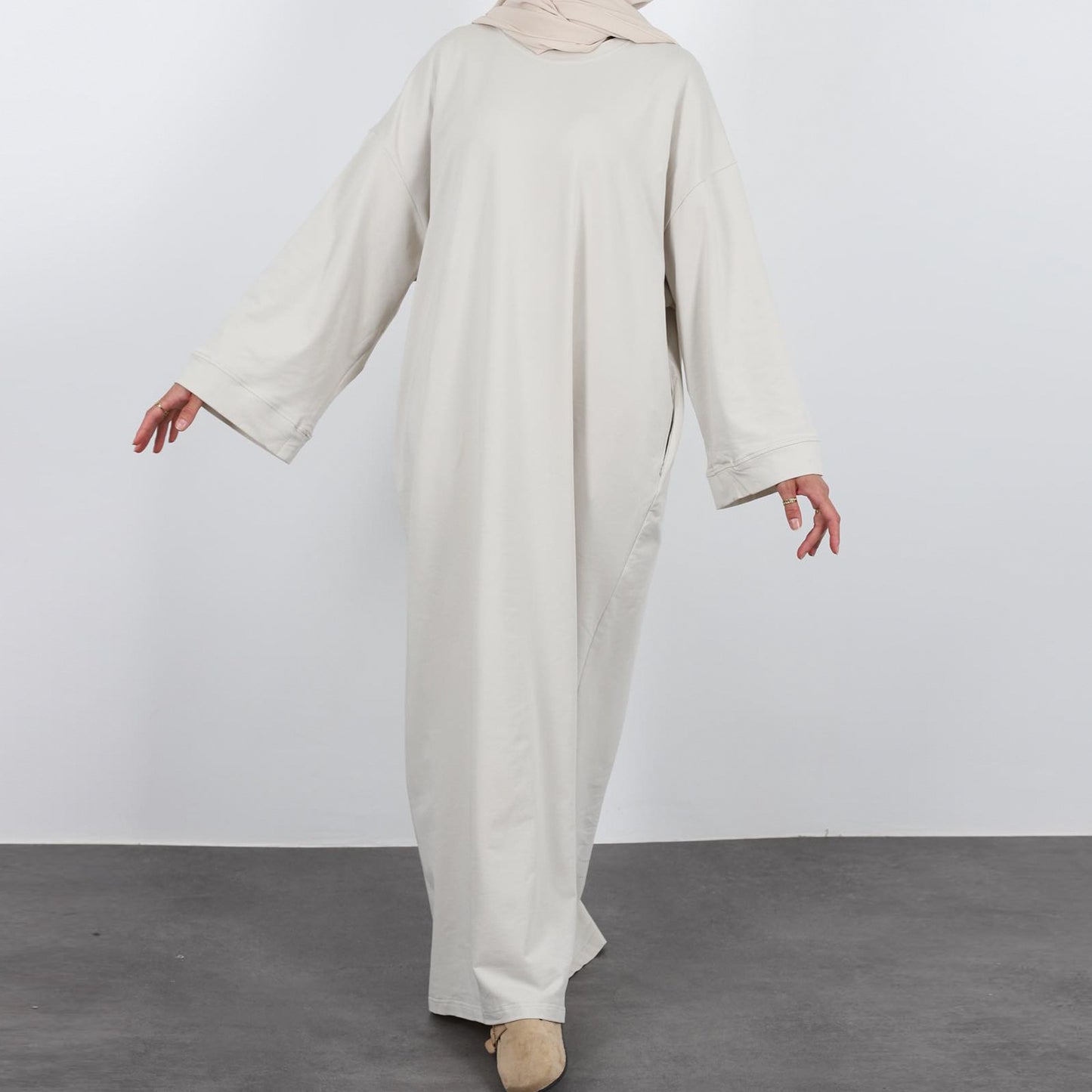 Solid-color hoodie dress