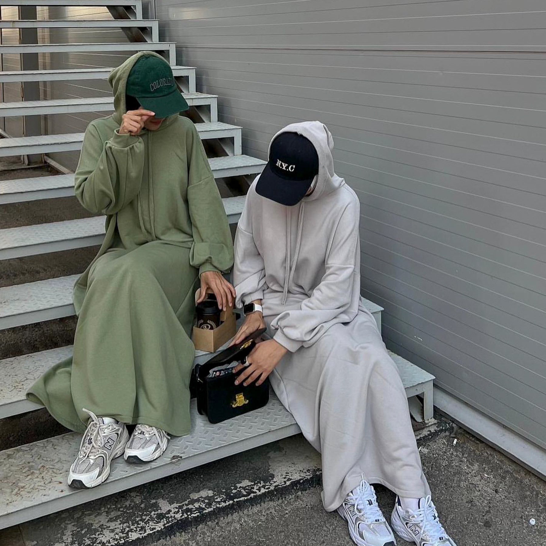 Solid Color Hoodie dress
