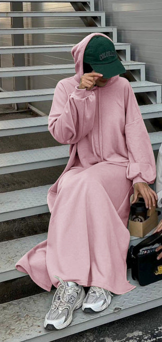 Solid Color Hoodie dress