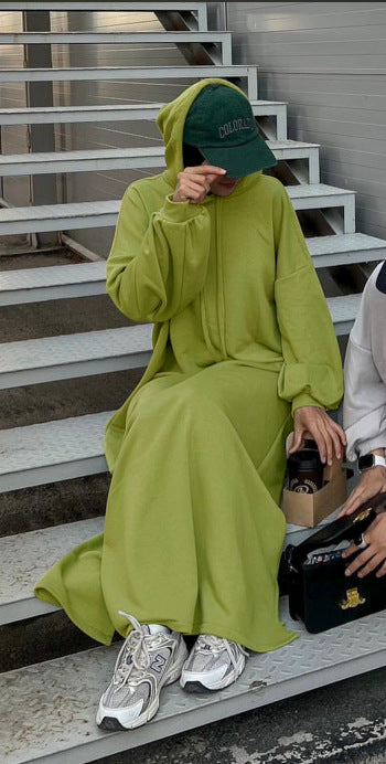 Solid Color Hoodie dress