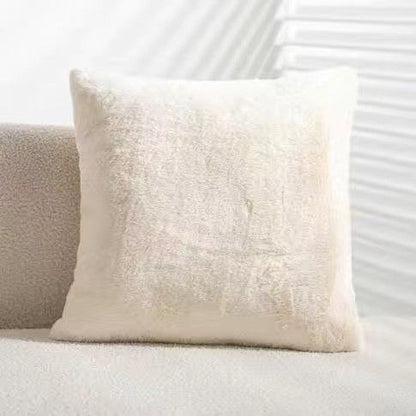 Solid Color Imitation Rabbit Fur Sofa Pillow