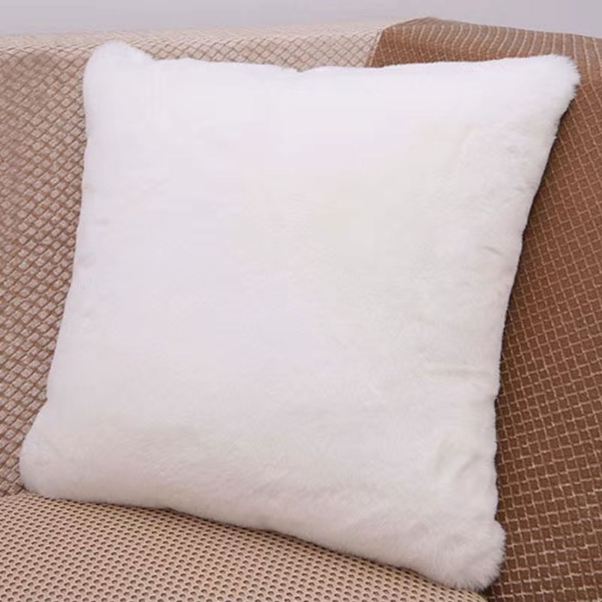 Solid Color Imitation Rabbit Fur Sofa Pillow
