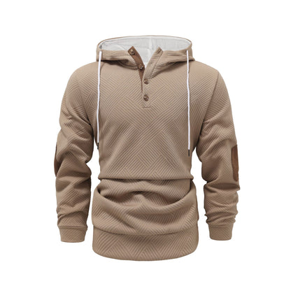 Solid-color jacquard hooded sweatshirt
