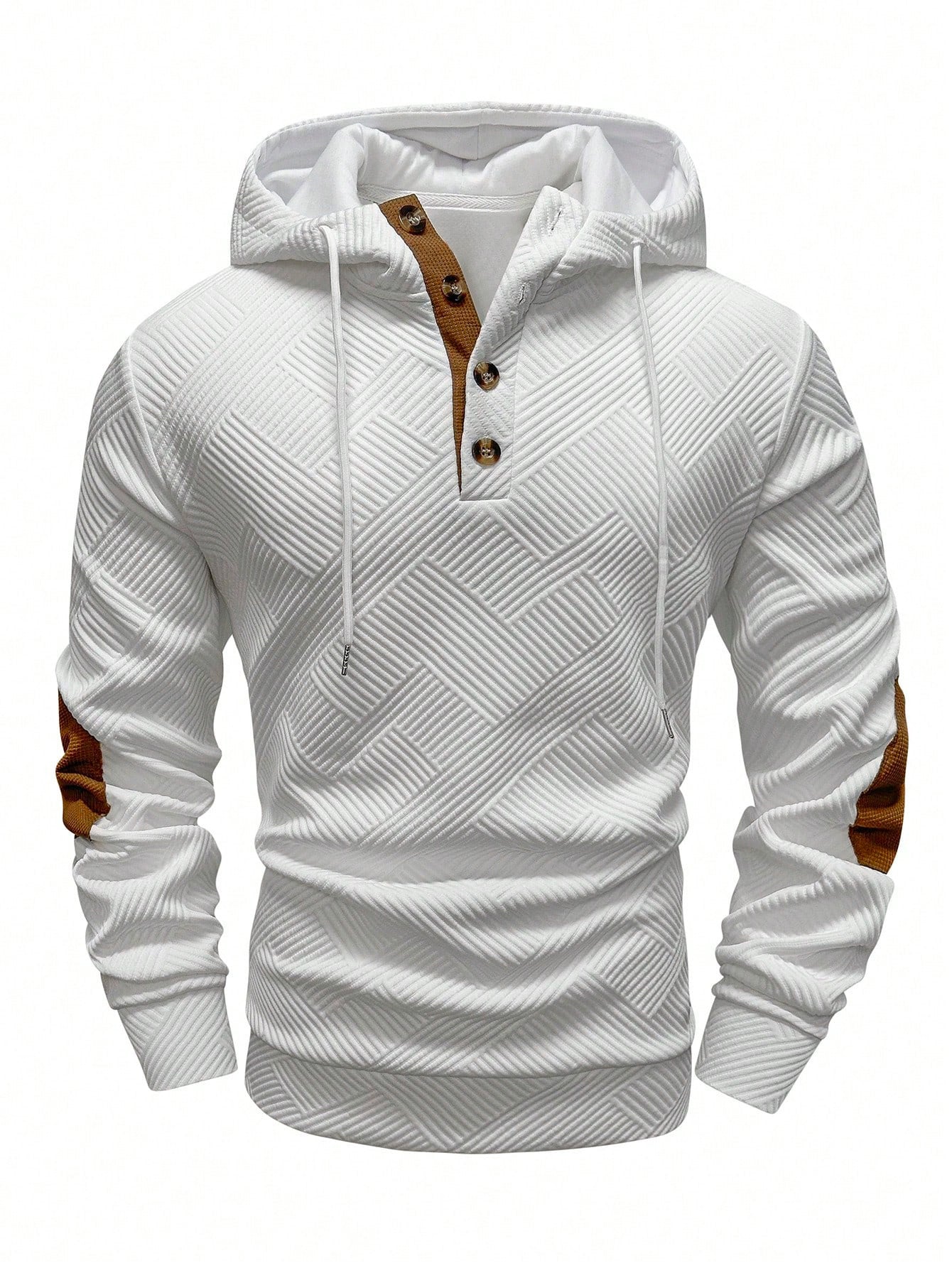 Solid-color jacquard hooded sweatshirt