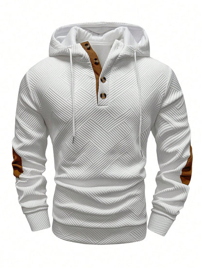 Solid-color jacquard hooded sweatshirt